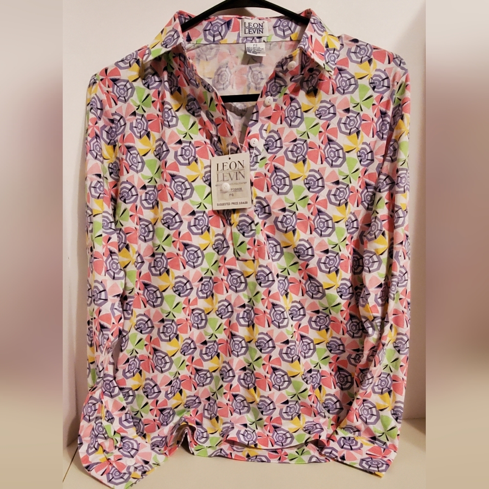 Leon Levin Women's Long Sleeve Golf Shirt Size PS